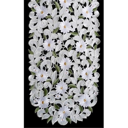 Sinobrite Sinobrite H7667-EG White Daisy Oval Runner; 16 x 54 in. H7667/EG(16x54)